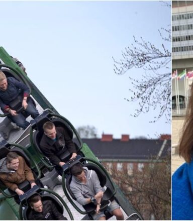 Fotomontage av en bergochdalbana samt en bild på Jenny